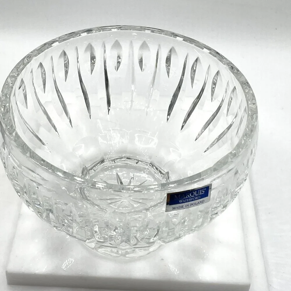 Waterford Marquis Sheridan Diamond Cut Wedge Cut Clear Crystal Footed Bowl 6